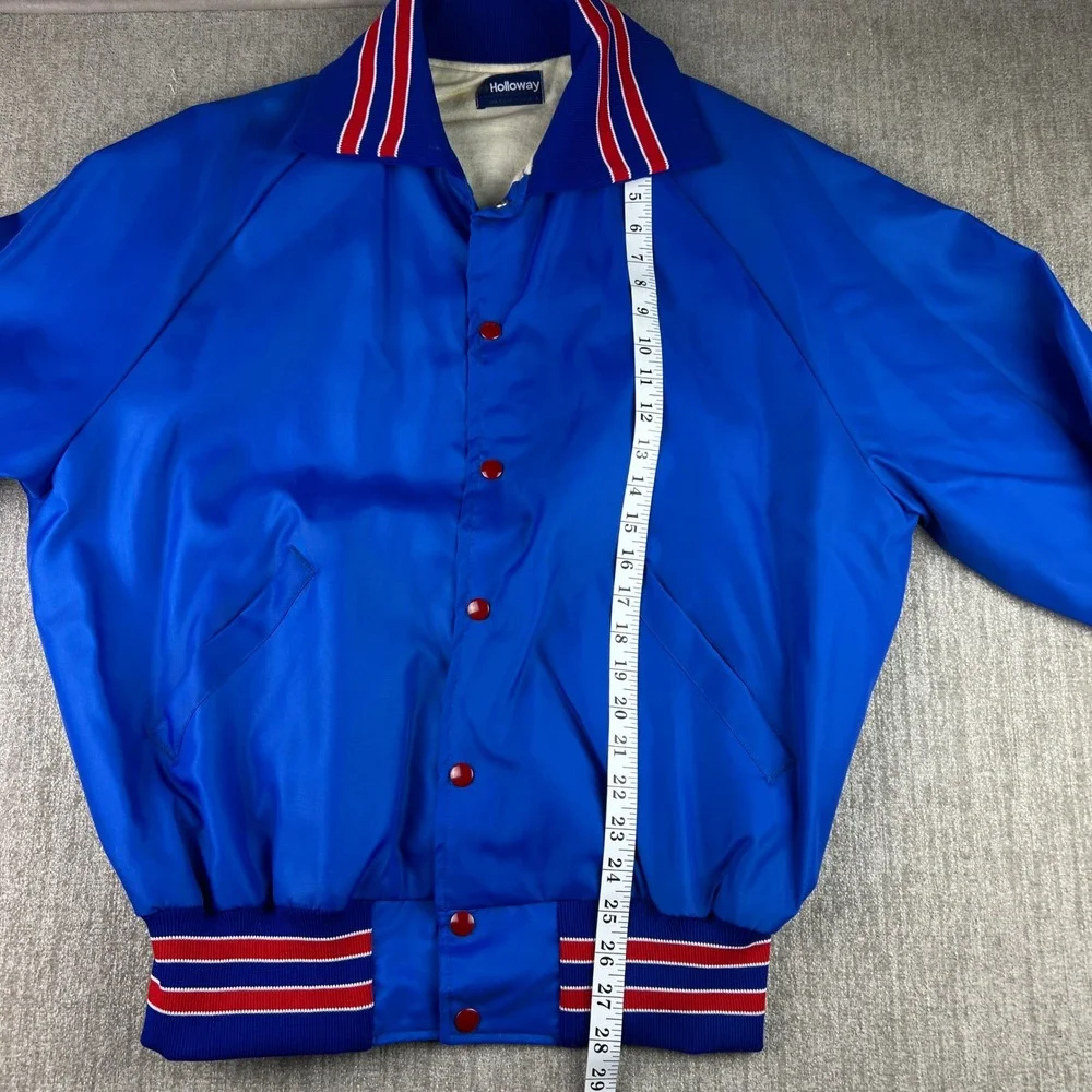Holloway Varsity Jacket Mens Large‎ Blue Arapahoe Satin Bomber Vintage USA Made